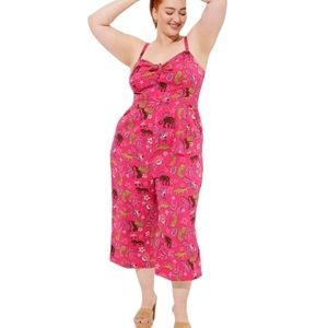 Tie Front Culotte Jumpsuit - Stretch Challis Back